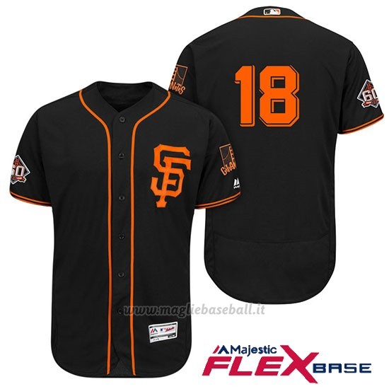 Maglia Baseball Uomo San Francisco Giants Matt Cain Nero Alterner 60th Season Flex Base